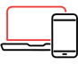 Red rectangle representing laptop on black background representing mobile