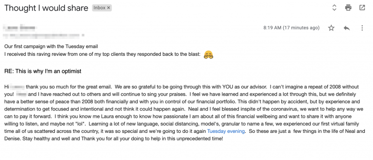 Laura Stover Client Response