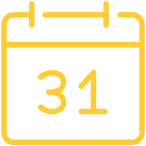 Yellow icon of calendar with the day 31