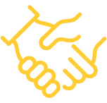 Yellow icon of handshake